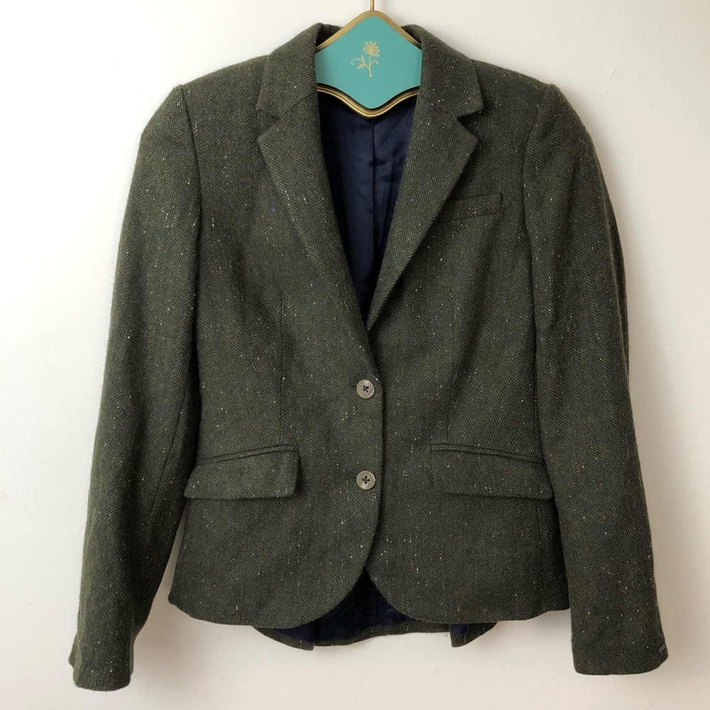 Tommy Hilfiger Tweed Green Herringbone Blazer